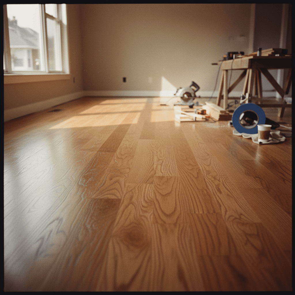 New hardwood flooring installation in residential space
